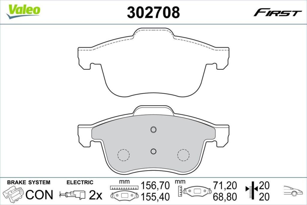 Jeu de 4 plaquettes de frein VALEO ref. 302708
